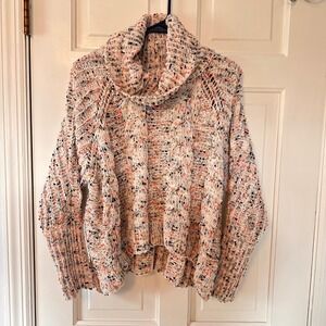 Anthropologie Moon & Madison Cowl Neck Sweater Cable Knit Pullover Oversized M